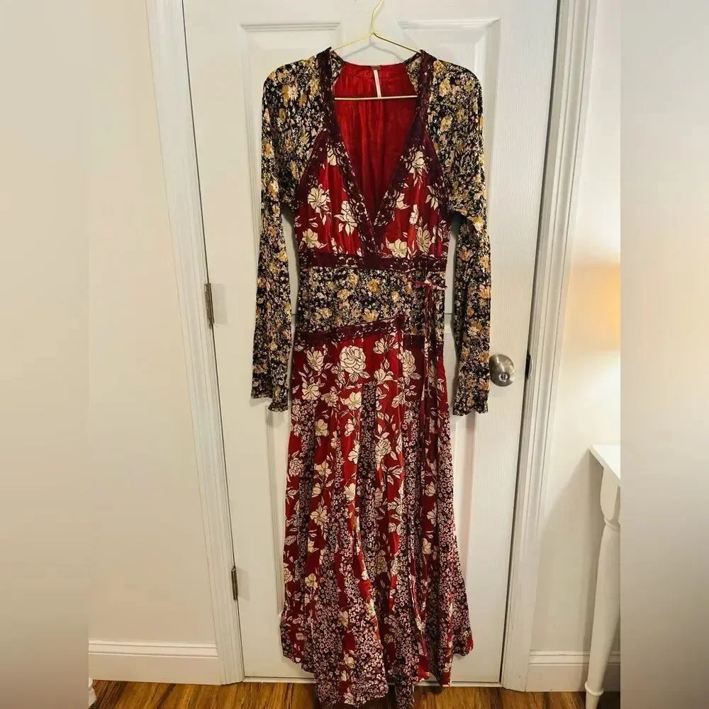 Free People Multicolor Floral Long Sleeve Dress NWOT